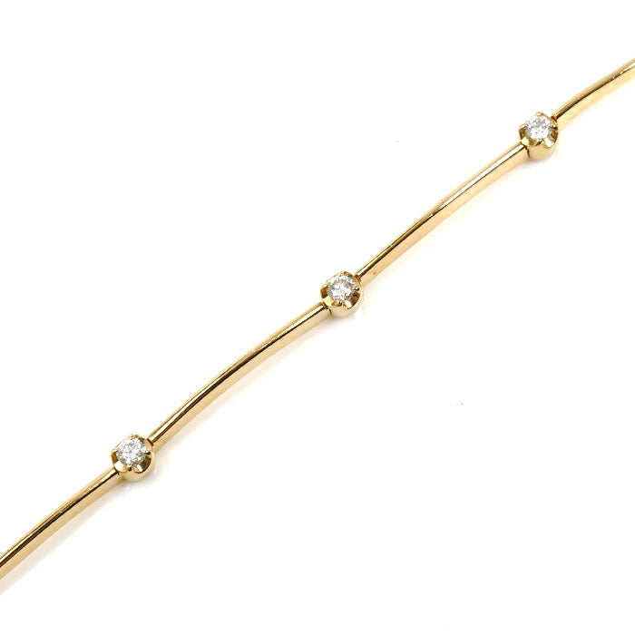 Vendome Aoyama ヴァンドーム青山 K18YG イエローゴールド ブレスレット ダイヤモンド0.22ct 4.3g 15.5～18cm フリーチェーン レディース【中古】