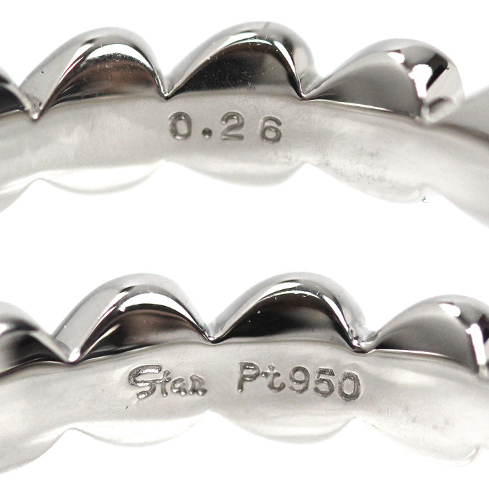 STAR JEWELRY スタージュエリー Pt950プラチナ ハートラウンド ハーフエタニティ リング・指輪 1XR0544 ダイヤモンド0.26ct 12号 6.4g レディース【中古】【美品】
