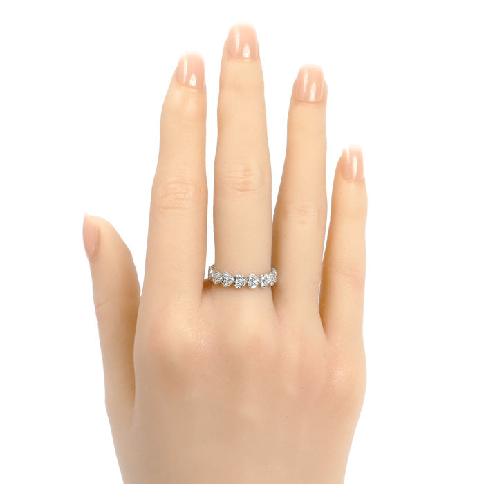 STAR JEWELRY スタージュエリー Pt950プラチナ ハートラウンド ハーフエタニティ リング・指輪 1XR0544 ダイヤモンド0.26ct 12号 6.4g レディース【中古】【美品】