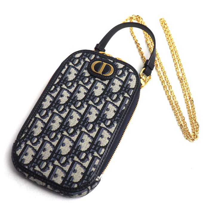 Dior ディオール オブリーク フォンホルダー ショルダーバッグ ネイビー S2114UTZQ_M928 レディース【中古】【美品】