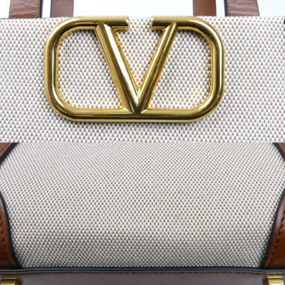 Valentino Garavani ヴァレンティノ・ガラヴァーニ Vロゴ シグネチャースモール 2Wayショルダーバッグ ベージュ/ブラウン 2W2B0L73YJH レディース【中古】【美品】