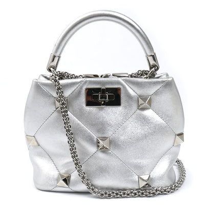 Valentino Garavani ヴァレンティノ・ガラヴァーニ ローマンスタッズ 2Wayショルダーバッグ シルバー XW2B0I97MIE IC レディース【中古】