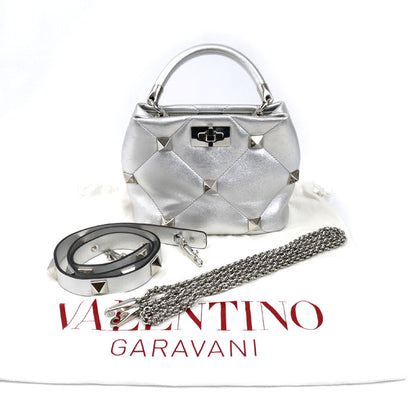 Valentino Garavani ヴァレンティノ・ガラヴァーニ ローマンスタッズ 2Wayショルダーバッグ シルバー XW2B0I97MIE IC レディース【中古】