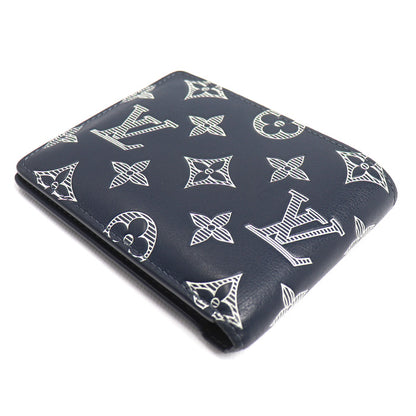 LOUIS VUITTON ルイ・ヴィトン ポルトフォイユ ミュルティプル 二つ折り財布 モノグラムシャドウ ネイビー M83379 ICチップ メンズ【中古】