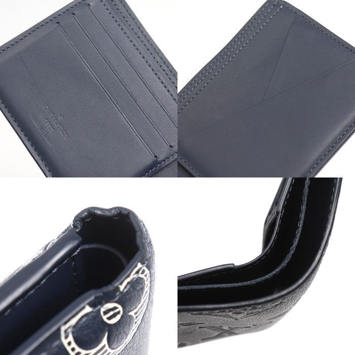 LOUIS VUITTON ルイ・ヴィトン ポルトフォイユ ミュルティプル 二つ折り財布 モノグラムシャドウ ネイビー M83379 ICチップ メンズ【中古】