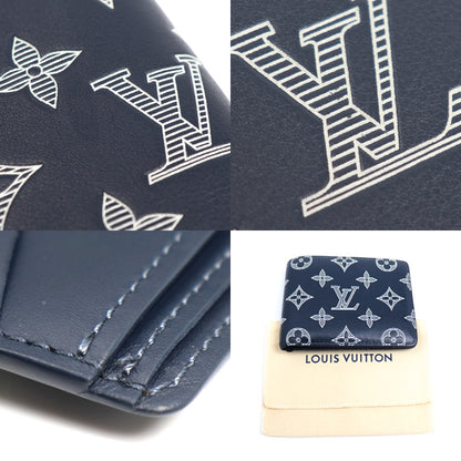 LOUIS VUITTON ルイ・ヴィトン ポルトフォイユ ミュルティプル 二つ折り財布 モノグラムシャドウ ネイビー M83379 ICチップ メンズ【中古】