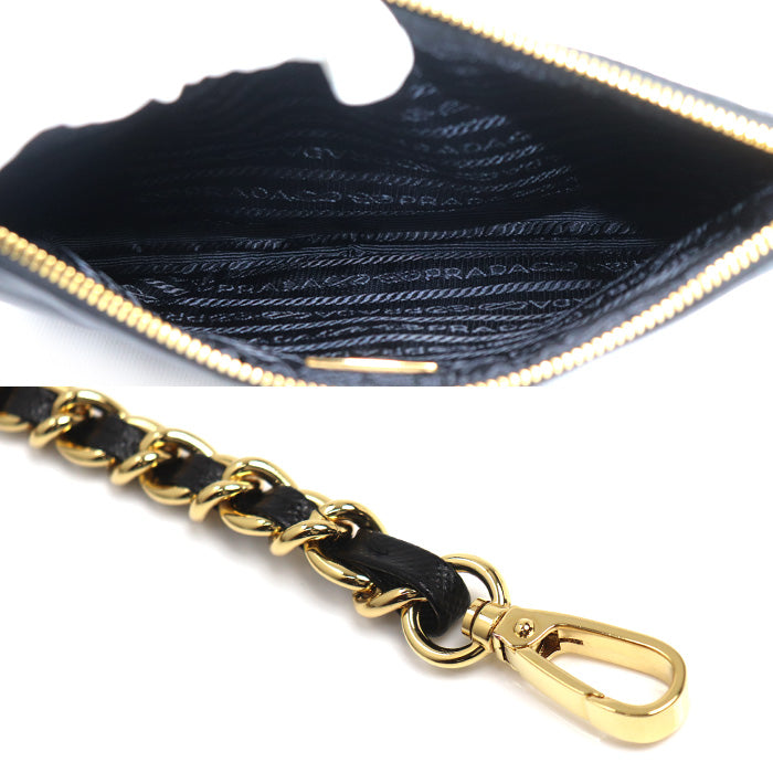 PRADA プラダ Re-Nylon テスートインプントゥ チェーンショルダー ショルダーバッグ ブラック 1NI054 2A0S F0002 レディース【中古】【美品】