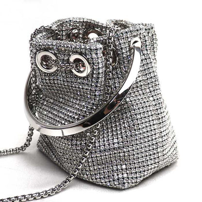 JIMMY CHOO ジミーチュウ マイクロボンボン ミニバケット 2Wayショルダーバッグ シルバー レディース【中古】【美品】