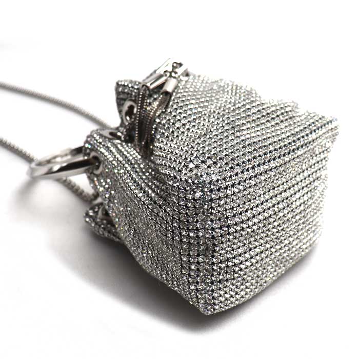 JIMMY CHOO ジミーチュウ マイクロボンボン ミニバケット 2Wayショルダーバッグ シルバー レディース【中古】【美品】