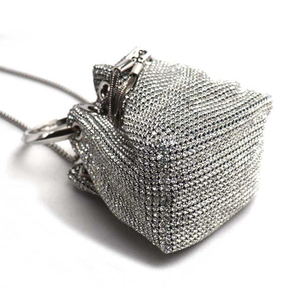 JIMMY CHOO ジミーチュウ マイクロボンボン ミニバケット 2Wayショルダーバッグ シルバー レディース【中古】【美品】