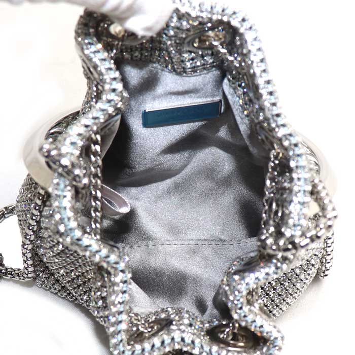 JIMMY CHOO ジミーチュウ マイクロボンボン ミニバケット 2Wayショルダーバッグ シルバー レディース【中古】【美品】