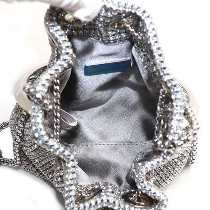 JIMMY CHOO ジミーチュウ マイクロボンボン ミニバケット 2Wayショルダーバッグ シルバー レディース【中古】【美品】