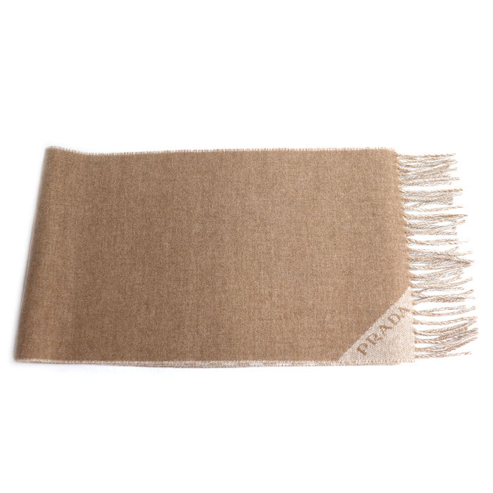 PRADA プラダ シンボル ダブル マフラー サンド/ホワイト 1FS056_2CON_F0J34 ユニセックス【中古】【美品】