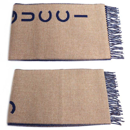 GUCCI グッチ ロゴ マフラー キャメル ネイビー 764268 4GAAA 4878 ユニセックス【中古】【極美品】