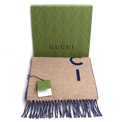 GUCCI グッチ ロゴ マフラー キャメル ネイビー 764268 4GAAA 4878 ユニセックス【中古】【極美品】