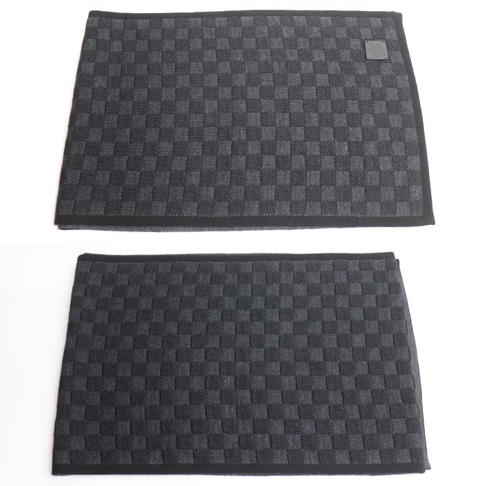 LOUIS VUITTON ルイ・ヴィトン ネオ プティ ダミエ マフラー ブラック M77988 MY0275 メンズ【中古】【美品】