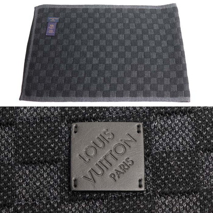 LOUIS VUITTON ルイ・ヴィトン ネオ プティ ダミエ マフラー ブラック M77988 MY0275 メンズ【中古】【美品】