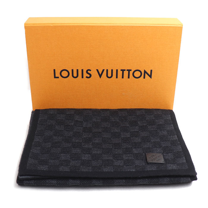 LOUIS VUITTON ルイ・ヴィトン ネオ プティ ダミエ マフラー ブラック M77988 MY0275 メンズ【中古】【美品】