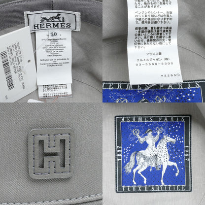 HERMES エルメス フレッド Hカット ハット グレー 58 ユニセックス【中古】【極美品】