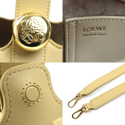 LOEWE ロエベ ペブル バケット ミニ 2Wayショルダーバッグ ダークバター/ベージュ系 AANBBBMX01 8752 レディース【中古】【美品】