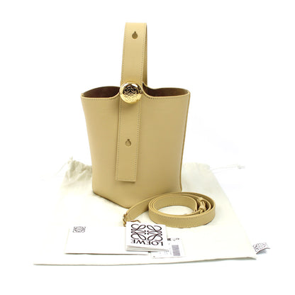 LOEWE ロエベ ペブル バケット ミニ 2Wayショルダーバッグ ダークバター/ベージュ系 AANBBBMX01 8752 レディース【中古】【美品】