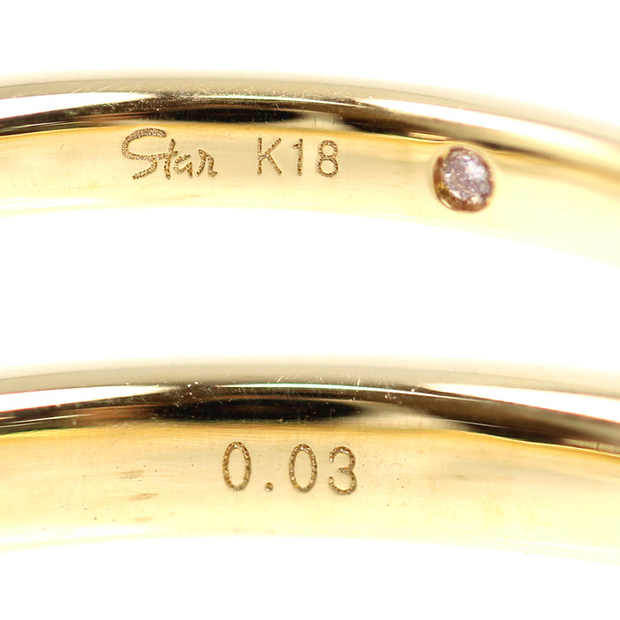 STAR JEWELRY スタージュエリー K18YG イエローゴールド リング・指輪 2PR0746 ダイヤモンド0.03ct 12号 3.3g レディース【中古】【美品】