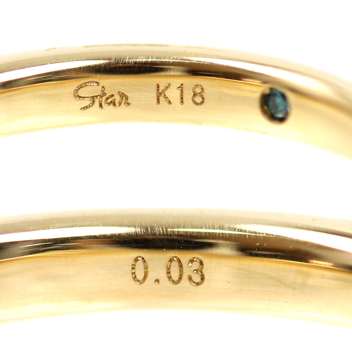 STAR JEWELRY スタージュエリー K18YG イエローゴールド リング・指輪 2PR0746 ダイヤモンド0.03ct 3号 2.6g レディース【中古】【美品】