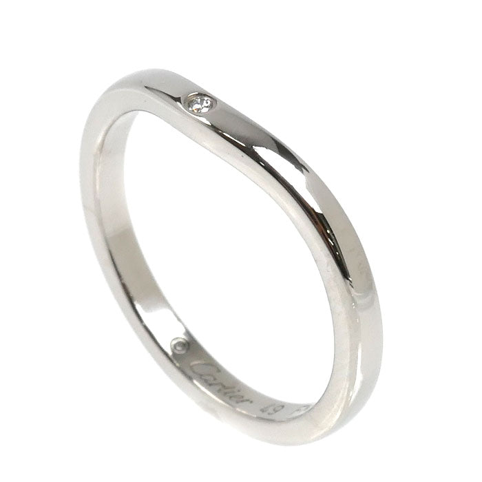 CARTIER カルティエ Pt950プラチナ バレリーナ カーブ ウェディング 3P ダイヤ リング・指輪 B4092949 ダイヤモンド 9号 49 3.1g レディース【中古】【美品】