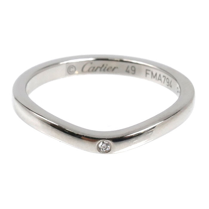 CARTIER カルティエ Pt950プラチナ バレリーナ カーブ ウェディング 3P ダイヤ リング・指輪 B4092949 ダイヤモンド 9号 49 3.1g レディース【中古】【美品】