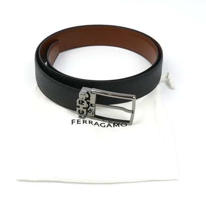 Salvatore Ferragamo サルヴァトーレフェラガモ ダブルガンチーニ リバーシブル ベルト ブラック ブラウン 67-A037 709528 メンズ【中古】【極美品】