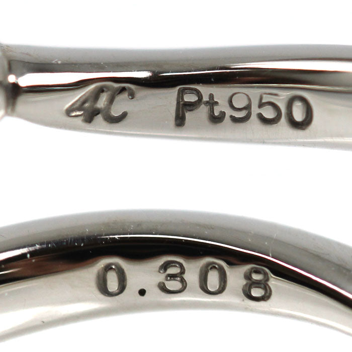 4℃ ヨンドシー Pt950プラチナ NaturalGrace リング・指輪 211822745063 ダイヤモンド0.308ct 7.5号 2.8g レディース【中古】【美品】