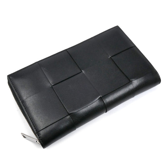 BOTTEGAVENETA ボッテガヴェネタ マキシイントレチャート カセット 長財布 ラウンドファスナー ブラック 649607 ユニセックス【中古】
