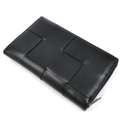 BOTTEGAVENETA ボッテガヴェネタ マキシイントレチャート カセット 長財布 ラウンドファスナー ブラック 649607 ユニセックス【中古】