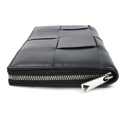 BOTTEGAVENETA ボッテガヴェネタ マキシイントレチャート カセット 長財布 ラウンドファスナー ブラック 649607 ユニセックス【中古】