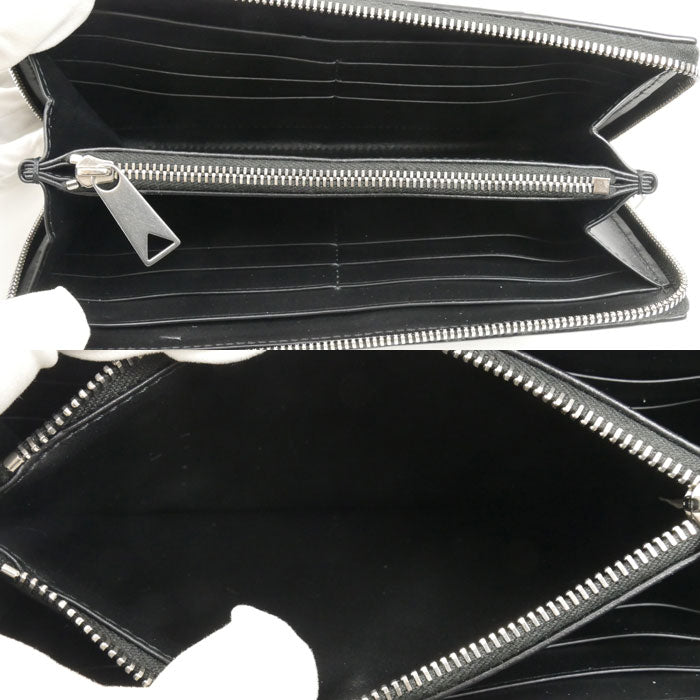 BOTTEGAVENETA ボッテガヴェネタ マキシイントレチャート カセット 長財布 ラウンドファスナー ブラック 649607 ユニセックス【中古】