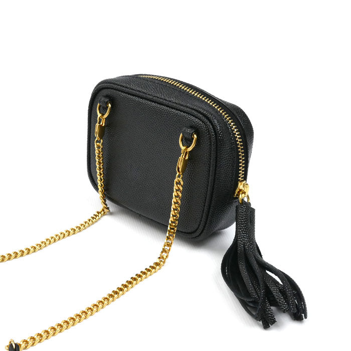 SAINT LAURENT サンローラン ベイビー ルー レザー チェーンショルダー ショルダーバッグ ブラック 635088 レディース【中古】【美品】
