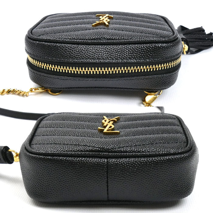 SAINT LAURENT サンローラン ベイビー ルー レザー チェーンショルダー ショルダーバッグ ブラック 635088 レディース【中古】【美品】