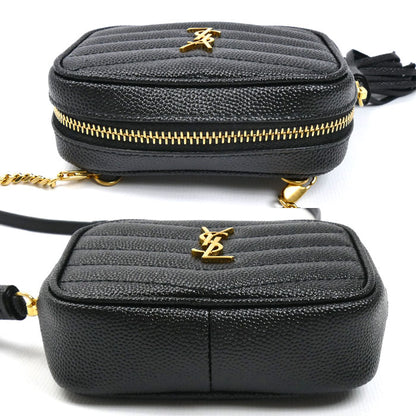 SAINT LAURENT サンローラン ベイビー ルー レザー チェーンショルダー ショルダーバッグ ブラック 635088 レディース【中古】【美品】