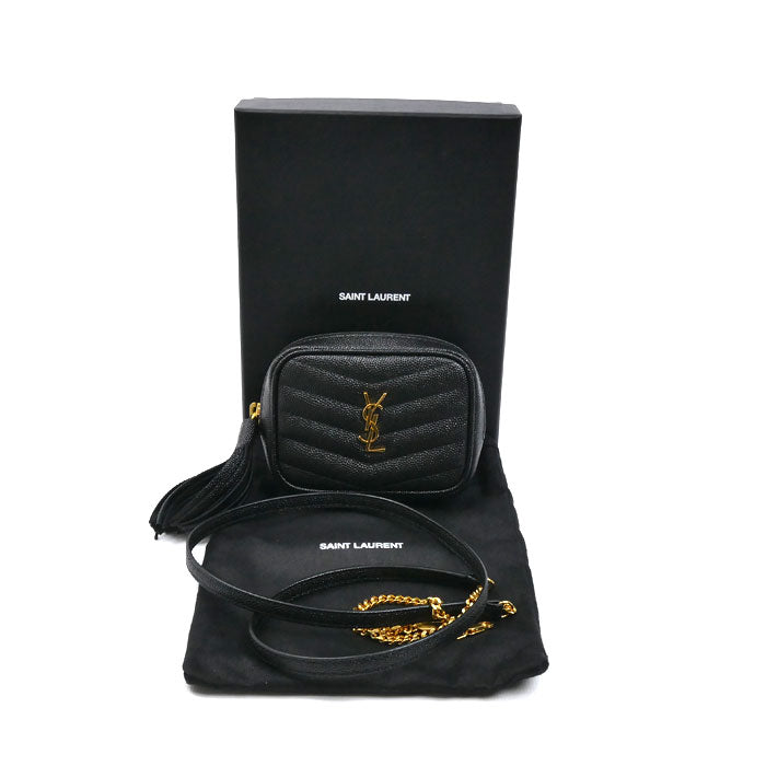 SAINT LAURENT サンローラン ベイビー ルー レザー チェーンショルダー ショルダーバッグ ブラック 635088 レディース【中古】【美品】