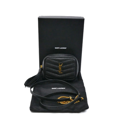 SAINT LAURENT サンローラン ベイビー ルー レザー チェーンショルダー ショルダーバッグ ブラック 635088 レディース【中古】【美品】