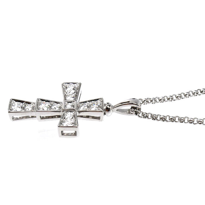 BVLGARI ブルガリ K18WG ホワイトゴールド セルペンティ クロス ネックレス 354038 ダイヤモンド 6.5g 42/45.5/50cm ユニセックス【中古】【美品】