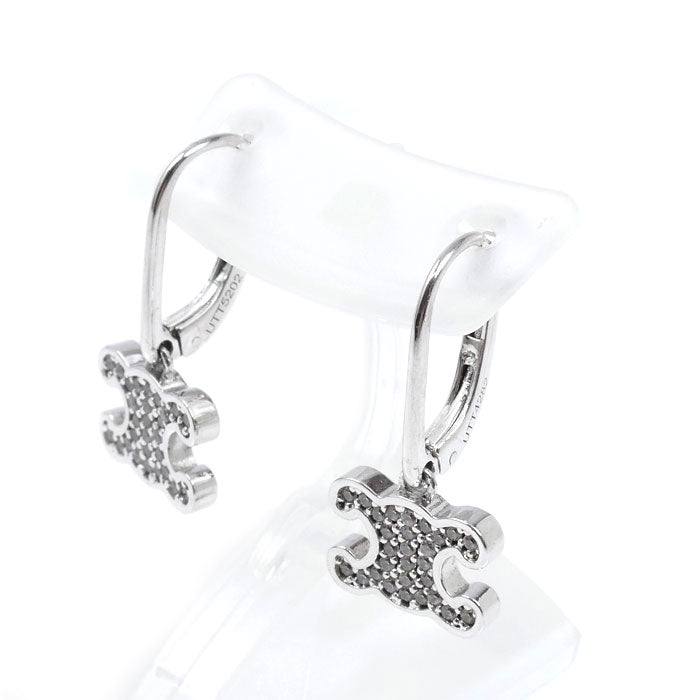 CELINE セリーヌ 真鍮 ラインストーン トリオンフ ピアス 460GC6BZI.36SI レディース【中古】