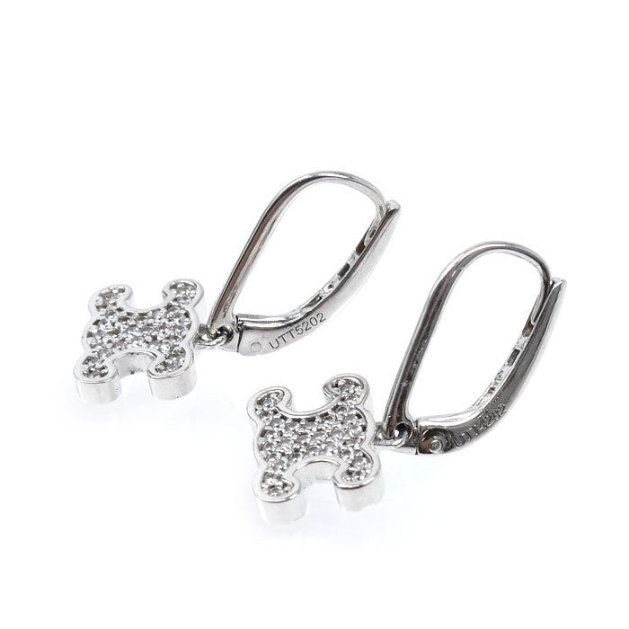 CELINE セリーヌ 真鍮 ラインストーン トリオンフ ピアス 460GC6BZI.36SI レディース【中古】