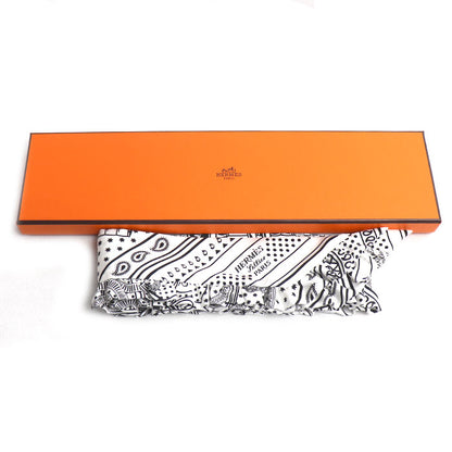 HERMES エルメス ツイリー エプロン ドール バンダナ スカーフ ホワイト/ブラック H852978S レディース【中古】【美品】