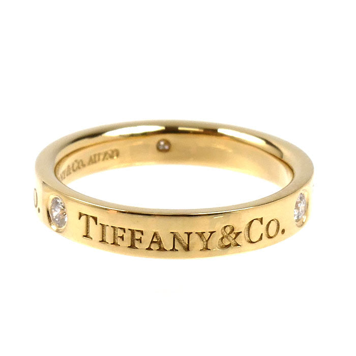 TIFFANY&Co. ティファニー K18YG イエローゴールド フラットバンド 3P ダイヤ リング・指輪 ダイヤモンド 6.5号 3.3g レディース【中古】【美品】
