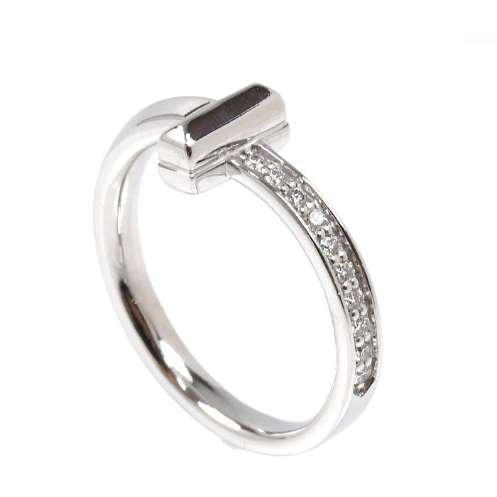 TIFFANY&Co. ティファニー K18WG ホワイトゴールド Tワン ナロー ダイヤ リング・指輪 67795539 ダイヤモンド 10号 4.4g レディース【中古】【美品】