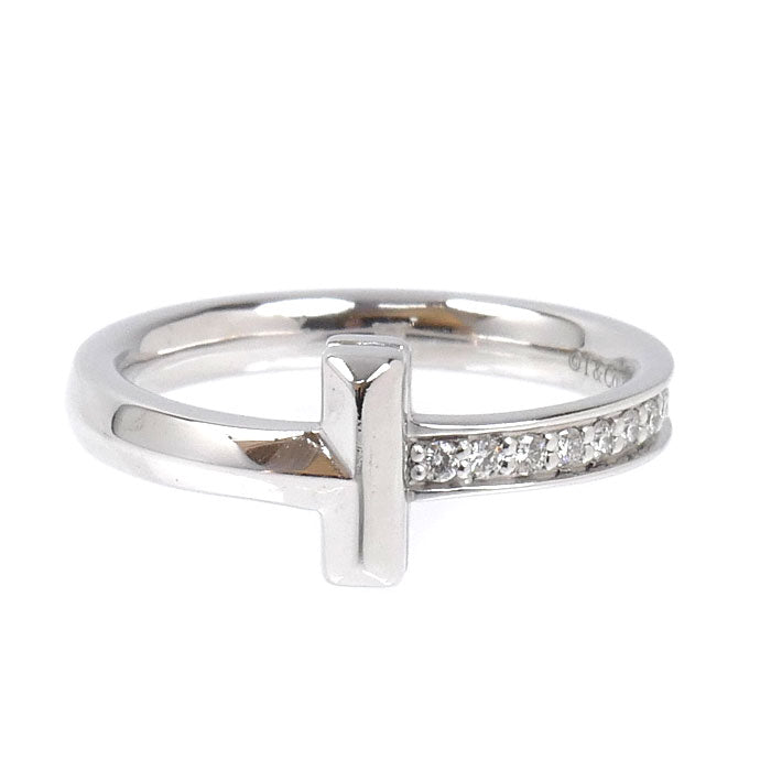 TIFFANY&Co. ティファニー K18WG ホワイトゴールド Tワン ナロー ダイヤ リング・指輪 67795539 ダイヤモンド 10号 4.4g レディース【中古】【美品】
