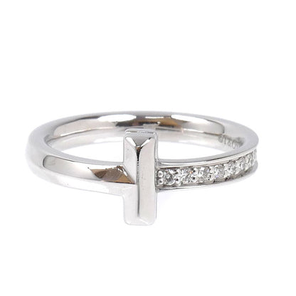 TIFFANY&Co. ティファニー K18WG ホワイトゴールド Tワン ナロー ダイヤ リング・指輪 67795539 ダイヤモンド 10号 4.4g レディース【中古】【美品】