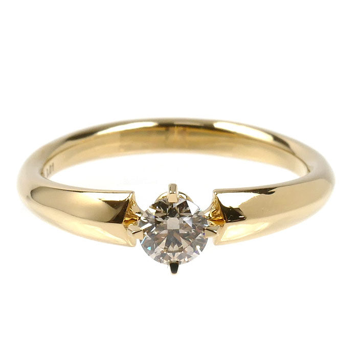 カシケイ K18YG イエローゴールド ソリティア リング・指輪 KSB030RYG ダイヤモンド0.38ct ダイヤモンド0.01ct 16号 4.7g レディース【中古】【美品】