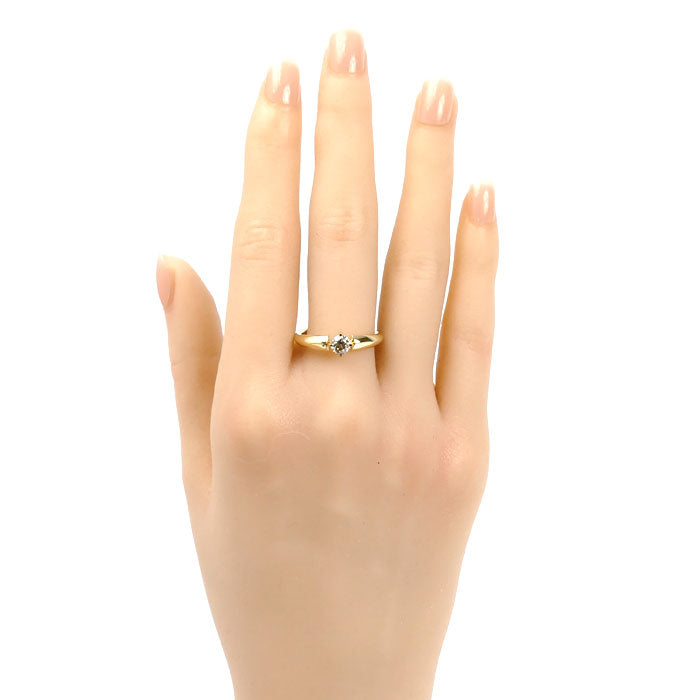 カシケイ K18YG イエローゴールド ソリティア リング・指輪 KSB030RYG ダイヤモンド0.38ct ダイヤモンド0.01ct 16号 4.7g レディース【中古】【美品】